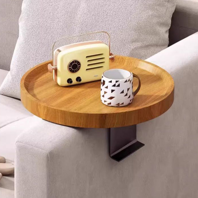 Modern Minimalist Round Solid Wood Iron Side Table 2-Leg For Living Room