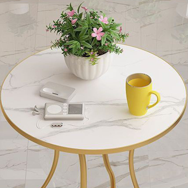 Modern Minimalist Round Iron Medium Density Fiberboard Side Table 4-Leg For Living Room