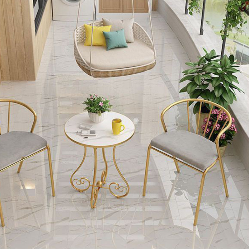 Modern Minimalist Round Iron Medium Density Fiberboard Side Table 4-Leg For Living Room