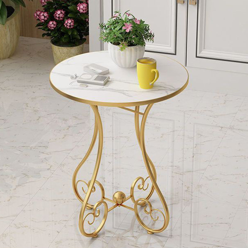 Modern Minimalist Round Iron Medium Density Fiberboard Side Table 4-Leg For Living Room