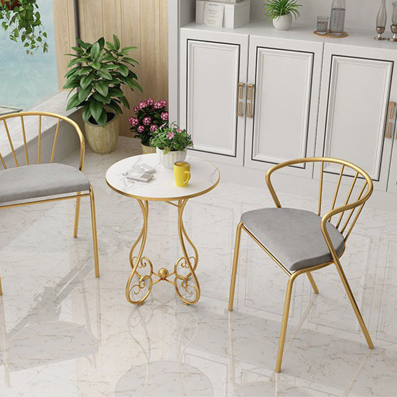 Modern Minimalist Round Iron Medium Density Fiberboard Side Table 4-Leg For Living Room