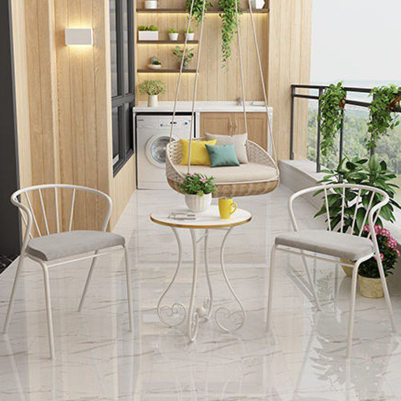 Modern Minimalist Round Iron Medium Density Fiberboard Side Table 4-Leg For Living Room