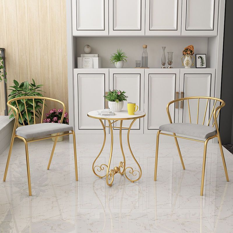 Modern Minimalist Round Iron Medium Density Fiberboard Side Table 4-Leg For Living Room