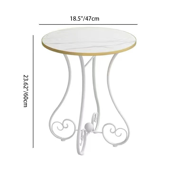 Modern Minimalist Round Iron Medium Density Fiberboard Side Table 4-Leg For Living Room