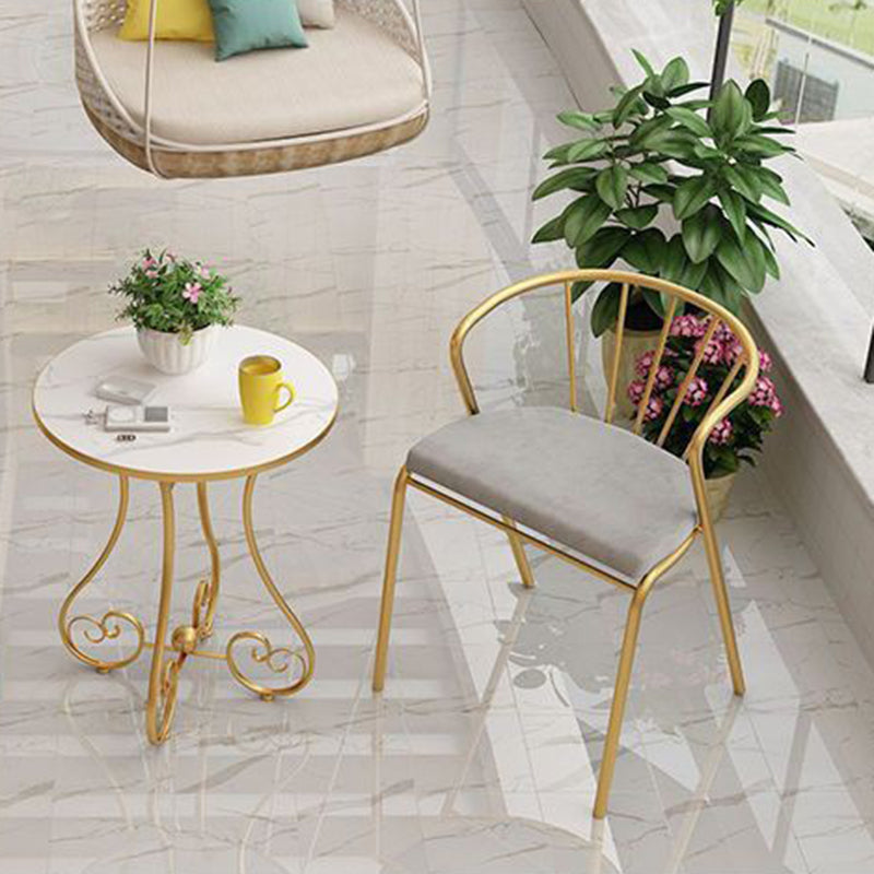 Modern Minimalist Round Iron Medium Density Fiberboard Side Table 4-Leg For Living Room