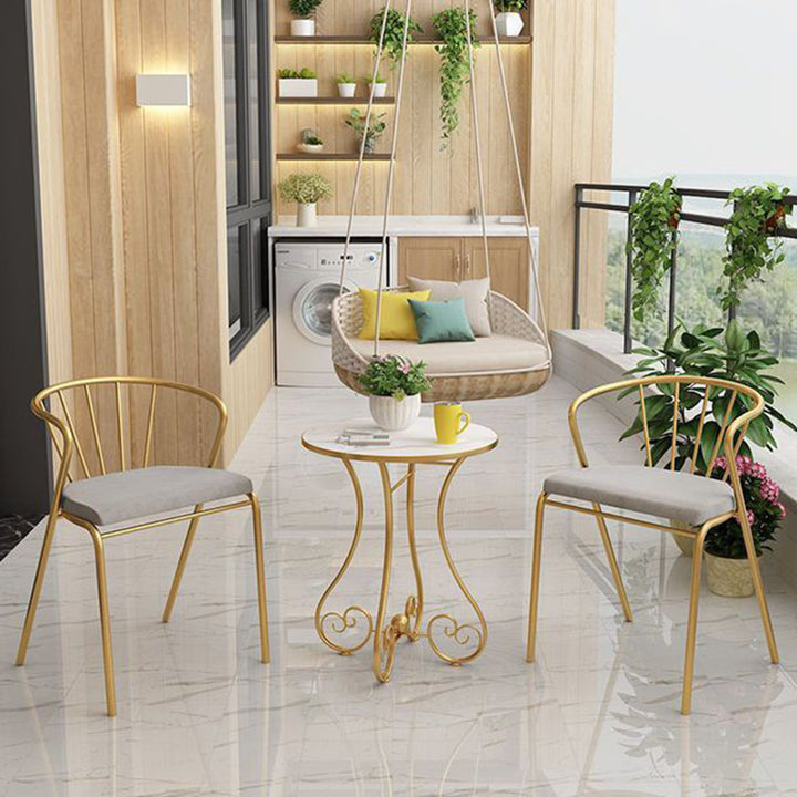 Modern Minimalist Round Iron Medium Density Fiberboard Side Table 4-Leg For Living Room
