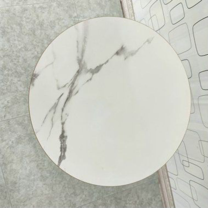 Modern Minimalist Round Iron Medium Density Fiberboard Side Table 4-Leg For Living Room