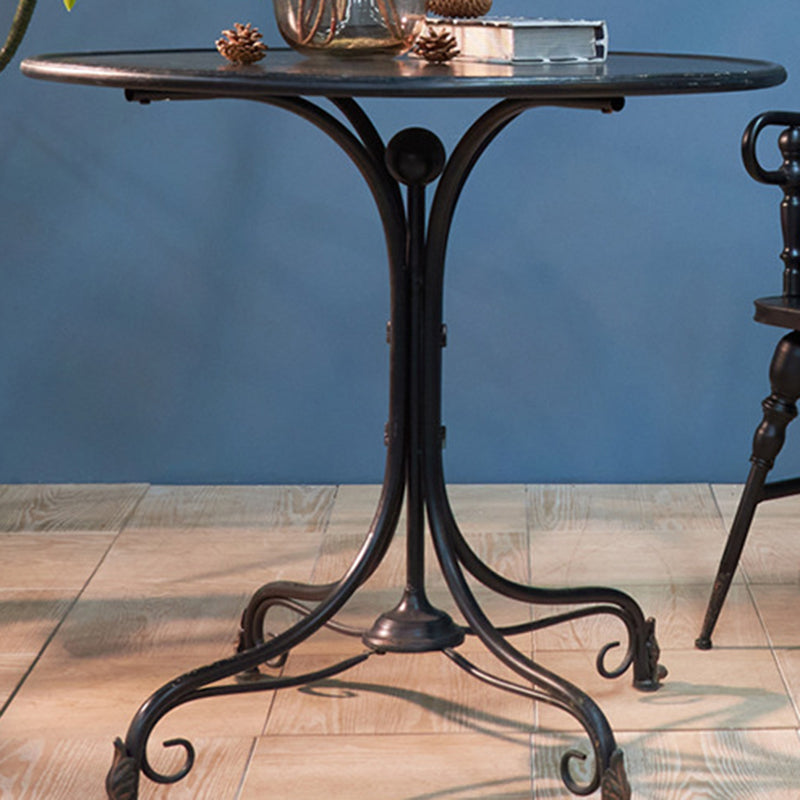 Table à manger ronde vintage traditionnelle en fer, 4 pieds, pour salle à manger 