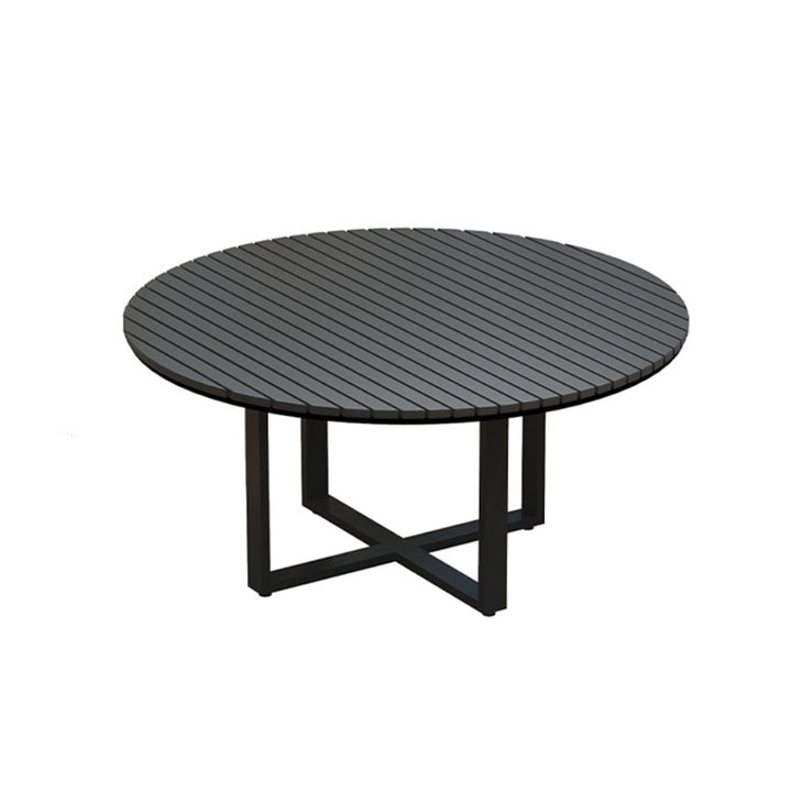 Modern Minimalist Round Iron Composite Wood Outdoor Dining Table 4-Leg For Garden