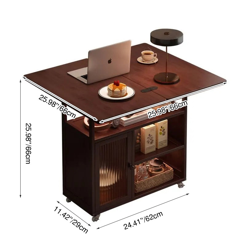 Modern Minimalist Rectangular Acrylic Bamboo Side Table 4-Tier 1-Cabinet Movable For Living Room
