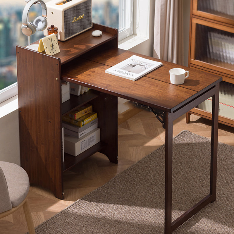 Modern Minimalist Rectangular Bamboo Medium Density Fiberboard Makeup Vanity 2-Cabinet Foldable For Bedroom