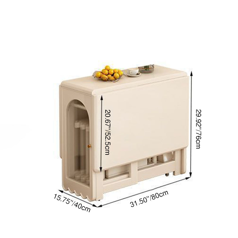 Mesa de comedor rectangular minimalista moderna de madera contrachapada y vidrio, con 2 armarios, plegable y móvil, para comedor 