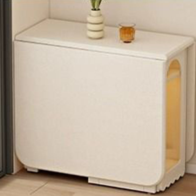 Mesa de comedor rectangular minimalista moderna de madera contrachapada y vidrio, con 2 armarios, plegable y móvil, para comedor 