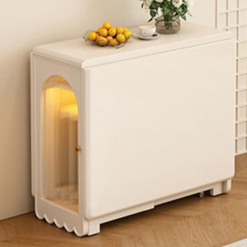 Mesa de comedor rectangular minimalista moderna de madera contrachapada y vidrio, con 2 armarios, plegable y móvil, para comedor 