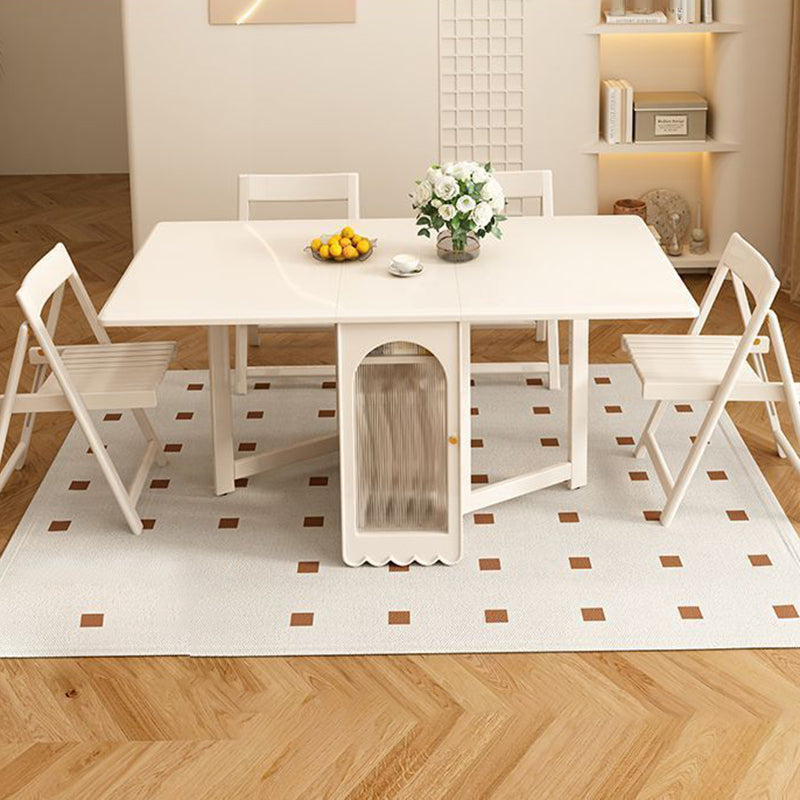 Mesa de comedor rectangular minimalista moderna de madera contrachapada y vidrio, con 2 armarios, plegable y móvil, para comedor 