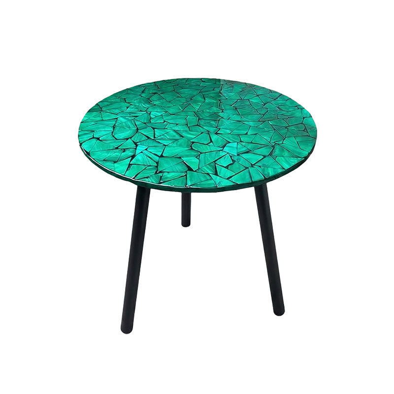 Modern Luxury Round Shell Resin Side Table 3-Leg For Living Room