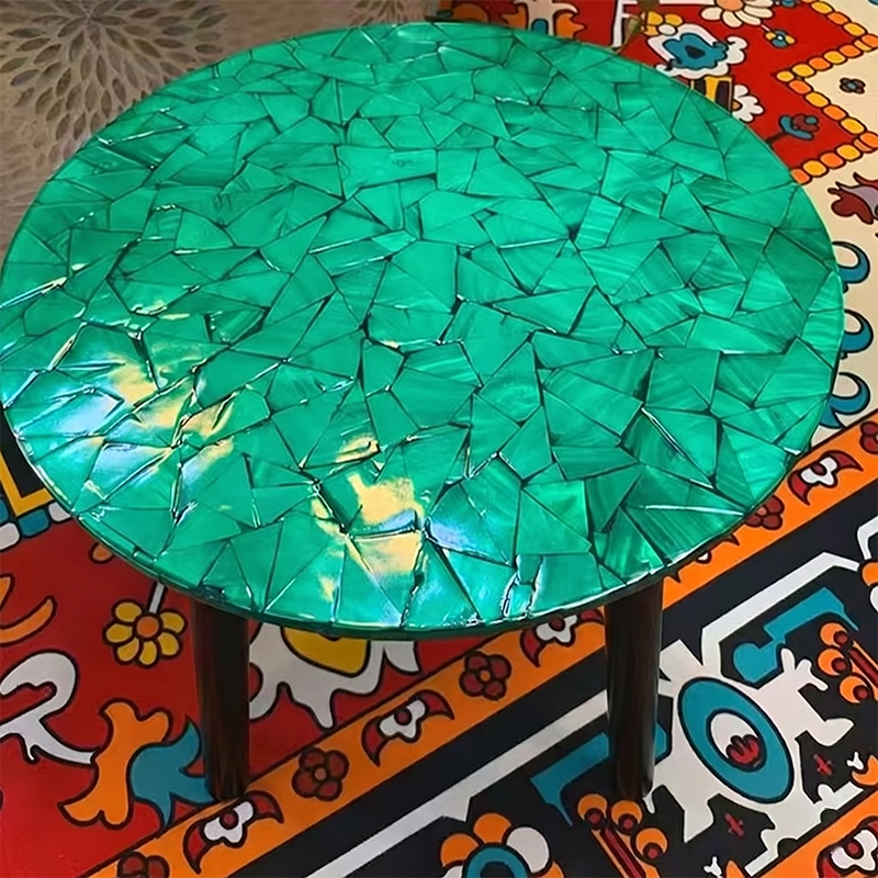 Modern Luxury Round Shell Resin Side Table 3-Leg For Living Room