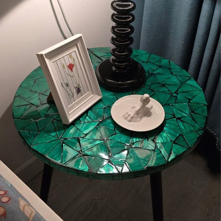 Modern Luxury Round Shell Resin Side Table 3-Leg For Living Room