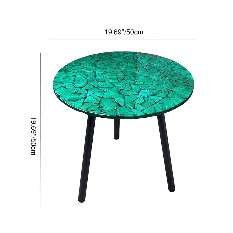 Modern Luxury Round Shell Resin Side Table 3-Leg For Living Room