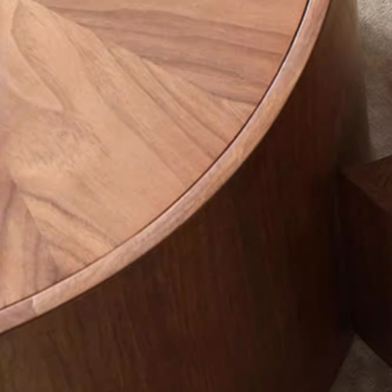 Moderner minimalistischer runder Couchtisch aus massivem Holz mit mehrschichtiger Platte, 1 Schublade, 1 Schrank, beweglich für das Wohnzimmer 