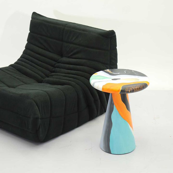 Table d'appoint ronde Art déco moderne en bois massif à plusieurs couches pour salon 