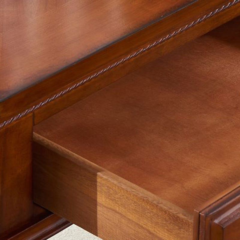 Modern Minimalist Square Solid Wood Eco-Friendly Panel Side Table 4-Leg 1-Drawer For Living Room