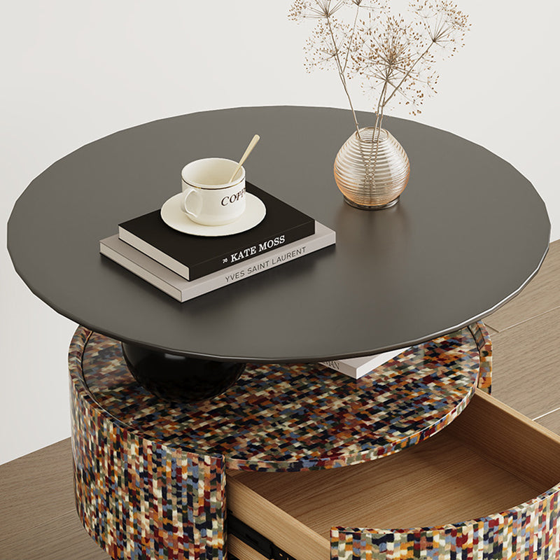 Modern Luxury Round Plywood Nightstand 1-Drawer For Bedroom