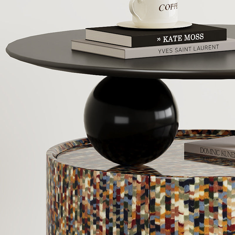 Modern Luxury Round Plywood Nightstand 1-Drawer For Bedroom