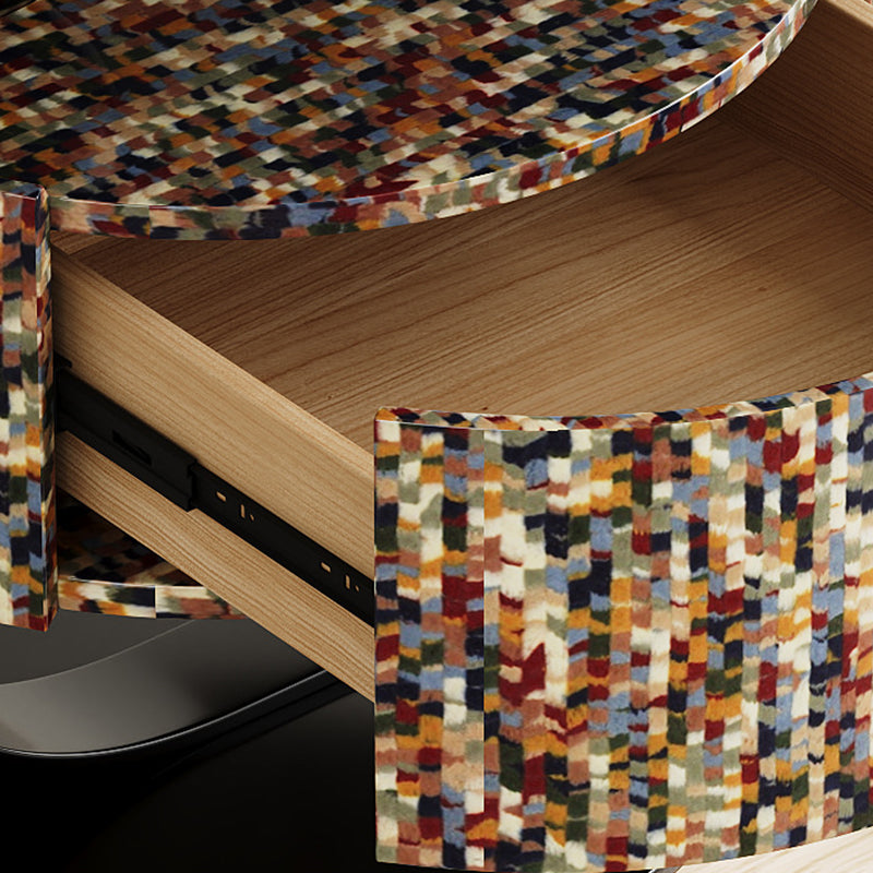 Modern Luxury Round Plywood Nightstand 1-Drawer For Bedroom