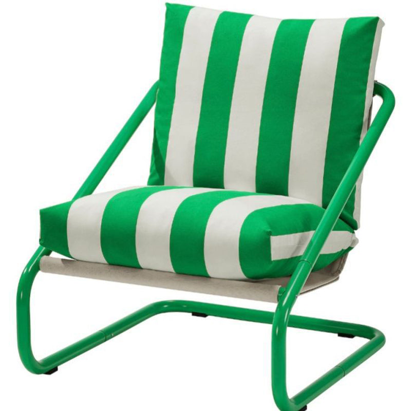 Modern Minimalist Curved Metal PP Cotton Fabric Accent Chair Backrest Armrest For Living Room