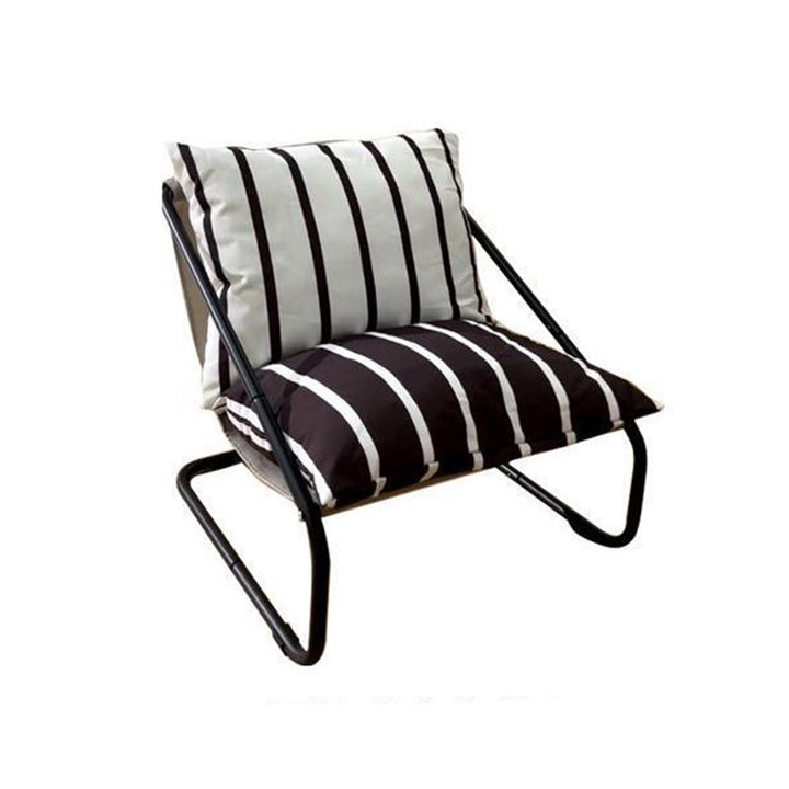 Modern Minimalist Curved Metal PP Cotton Fabric Accent Chair Backrest Armrest For Living Room
