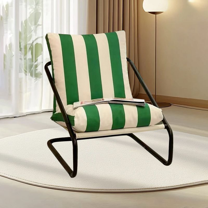 Modern Minimalist Curved Metal PP Cotton Fabric Accent Chair Backrest Armrest For Living Room