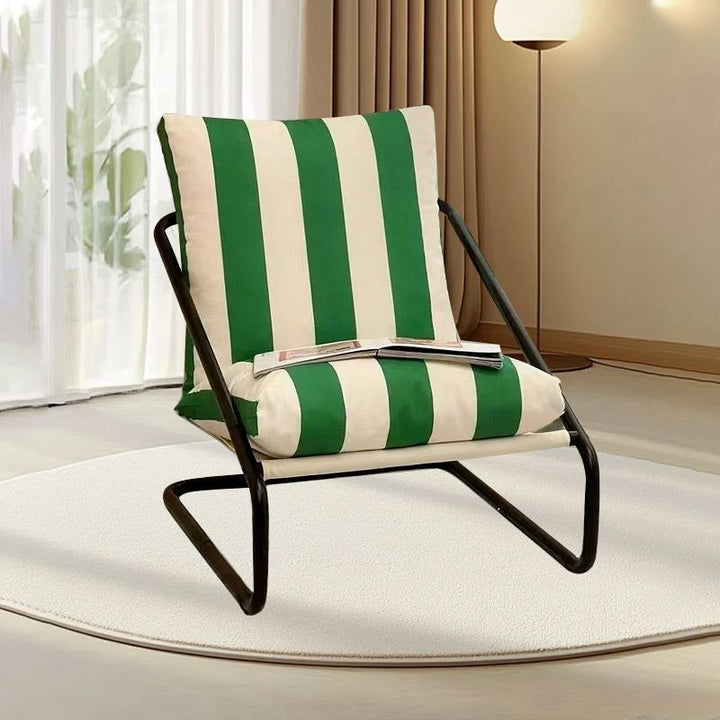 Modern Minimalist Curved Metal PP Cotton Fabric Accent Chair Backrest Armrest For Living Room