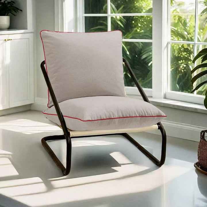 Modern Minimalist Curved Metal PP Cotton Fabric Accent Chair Backrest Armrest For Living Room
