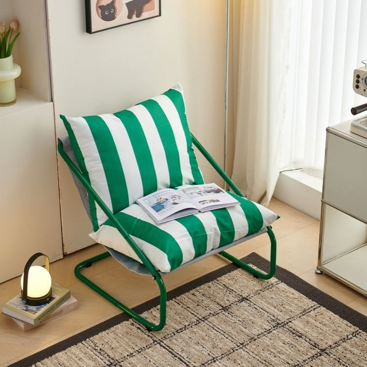 Modern Minimalist Curved Metal PP Cotton Fabric Accent Chair Backrest Armrest For Living Room