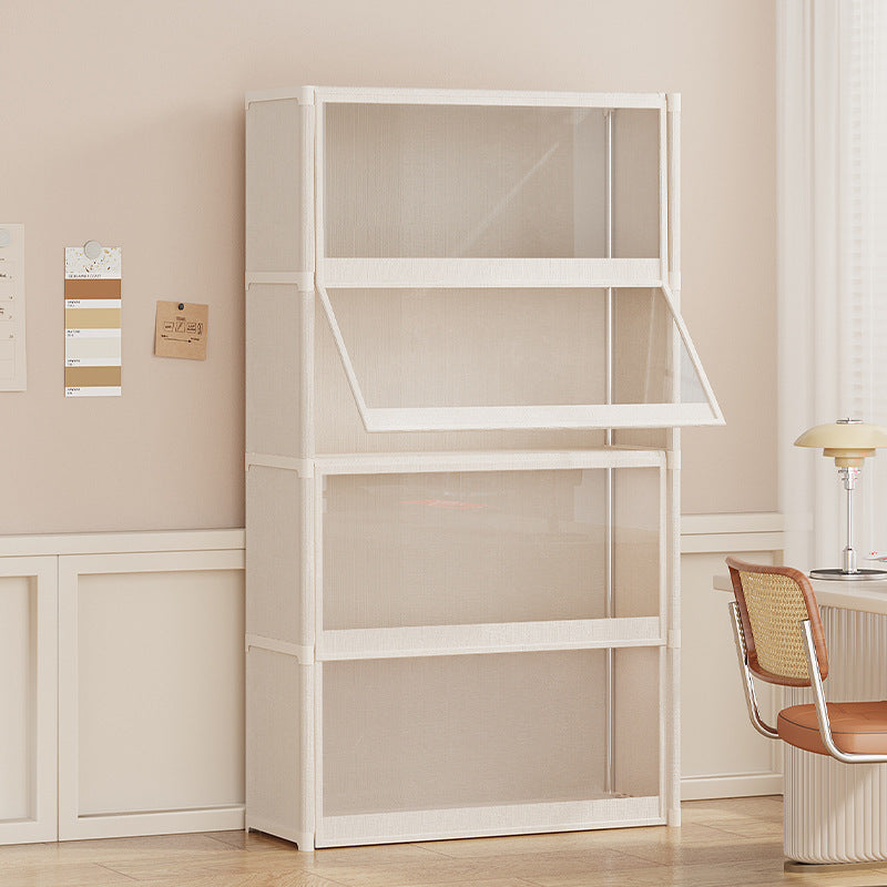 Modern Minimalist Rectangular Non-woven Fabric PET Carbon Steel Bookshelves 3/4-Tier For Living Room