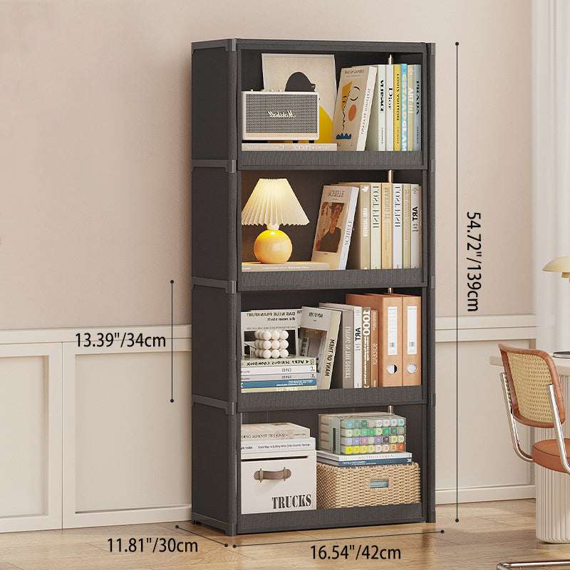 Modern Minimalist Rectangular Non-woven Fabric PET Carbon Steel Bookshelves 3/4-Tier For Living Room