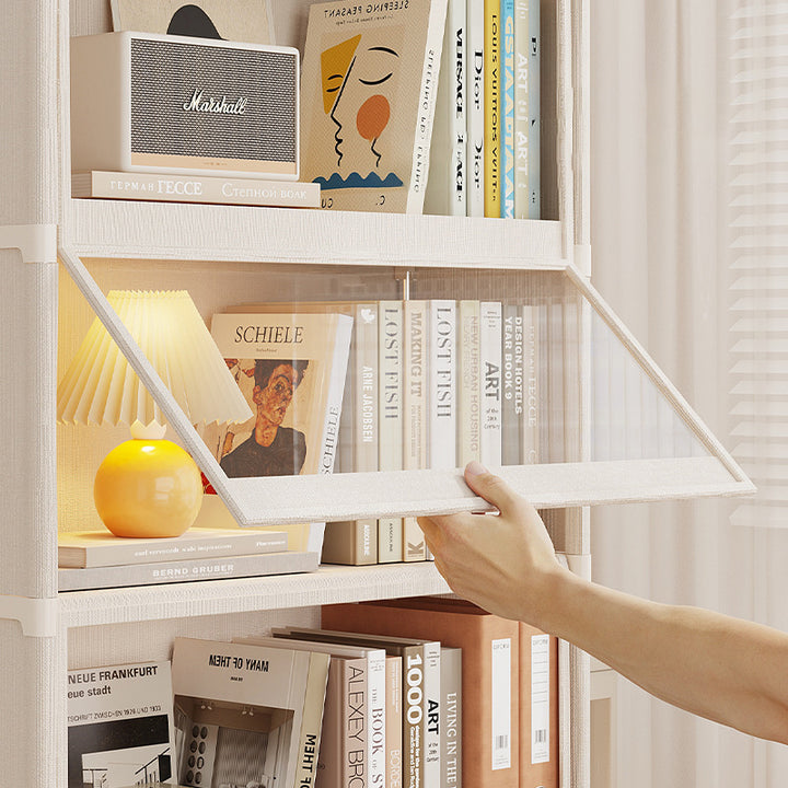 Modern Minimalist Rectangular Non-woven Fabric PET Carbon Steel Bookshelves 3/4-Tier For Living Room