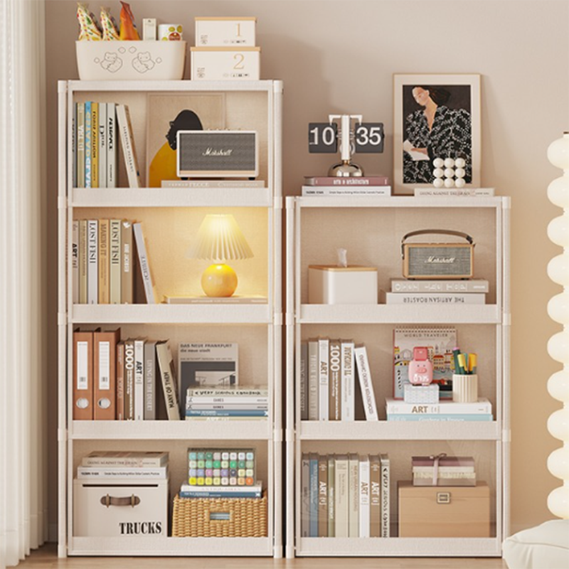 Modern Minimalist Rectangular Non-woven Fabric PET Carbon Steel Bookshelves 3/4-Tier For Living Room
