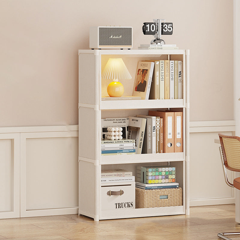 Modern Minimalist Rectangular Non-woven Fabric PET Carbon Steel Bookshelves 3/4-Tier For Living Room