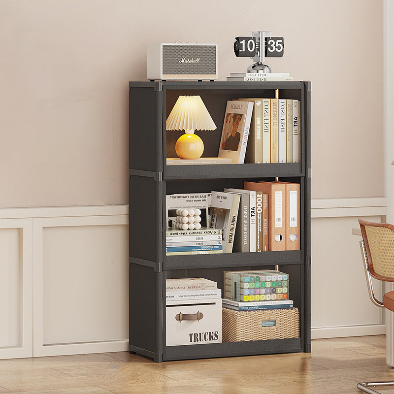 Modern Minimalist Rectangular Non-woven Fabric PET Carbon Steel Bookshelves 3/4-Tier For Living Room
