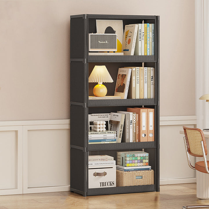 Modern Minimalist Rectangular Non-woven Fabric PET Carbon Steel Bookshelves 3/4-Tier For Living Room
