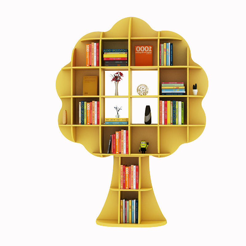 Árbol moderno de estilo Art Deco con estantes de madera maciza de múltiples capas y 16 gabinetes para sala de estar 