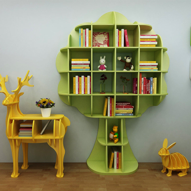 Árbol moderno de estilo Art Deco con estantes de madera maciza de múltiples capas y 16 gabinetes para sala de estar 