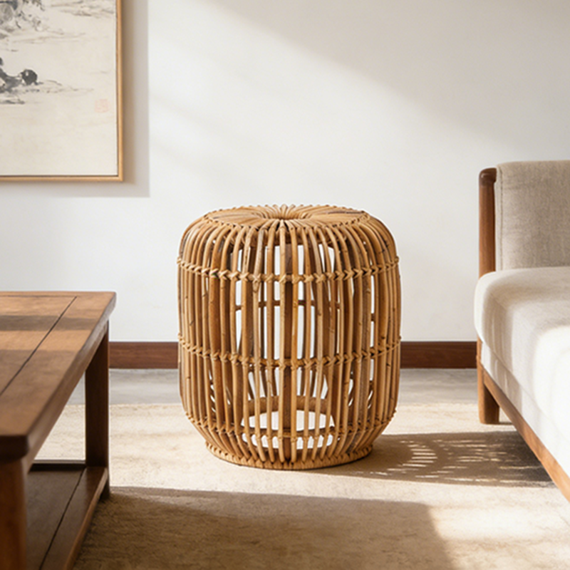 Moderner minimalistischer Bambus-Rattan-Outdoor-Beistelltisch Leicht, –  BulbSquare