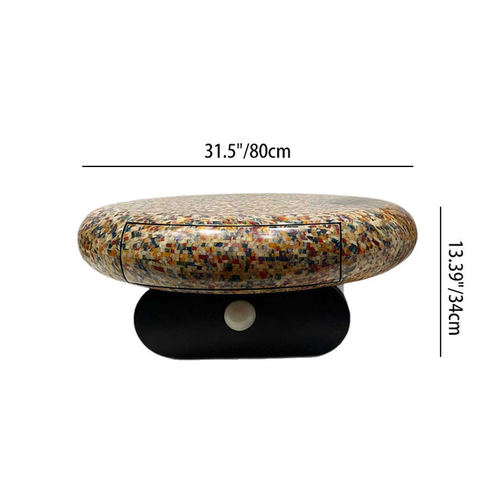 Modern Luxury Round Medium Density Fiberboard Coffee Table 2-Drawer For Living Room