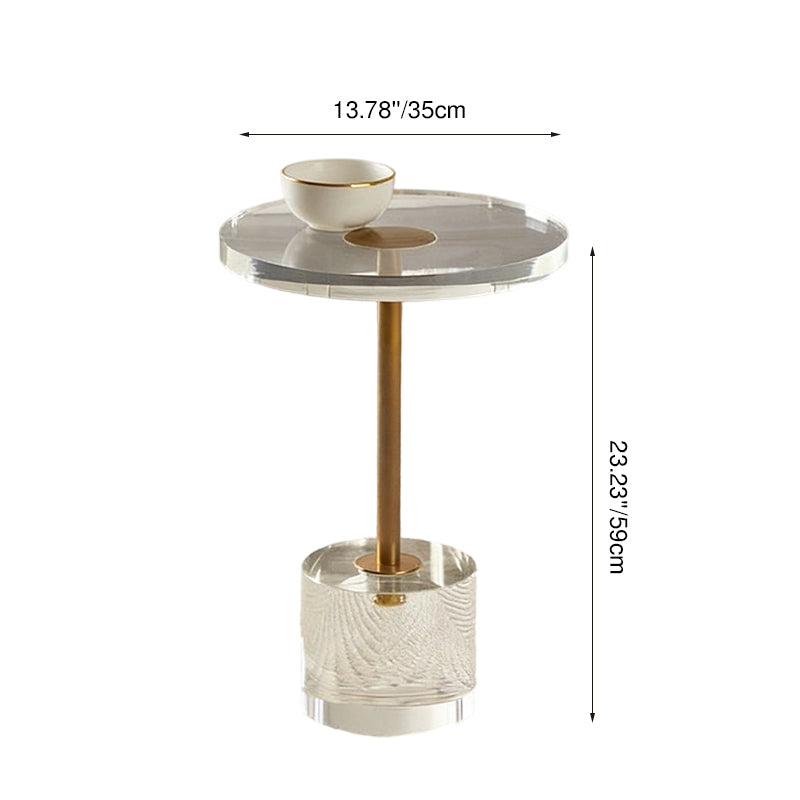 Modern Minimalist Round Acrylic Metal Side Table For Living Room