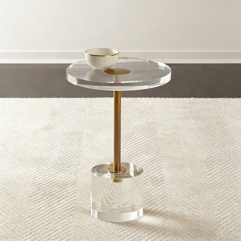 Modern Minimalist Round Acrylic Metal Side Table For Living Room