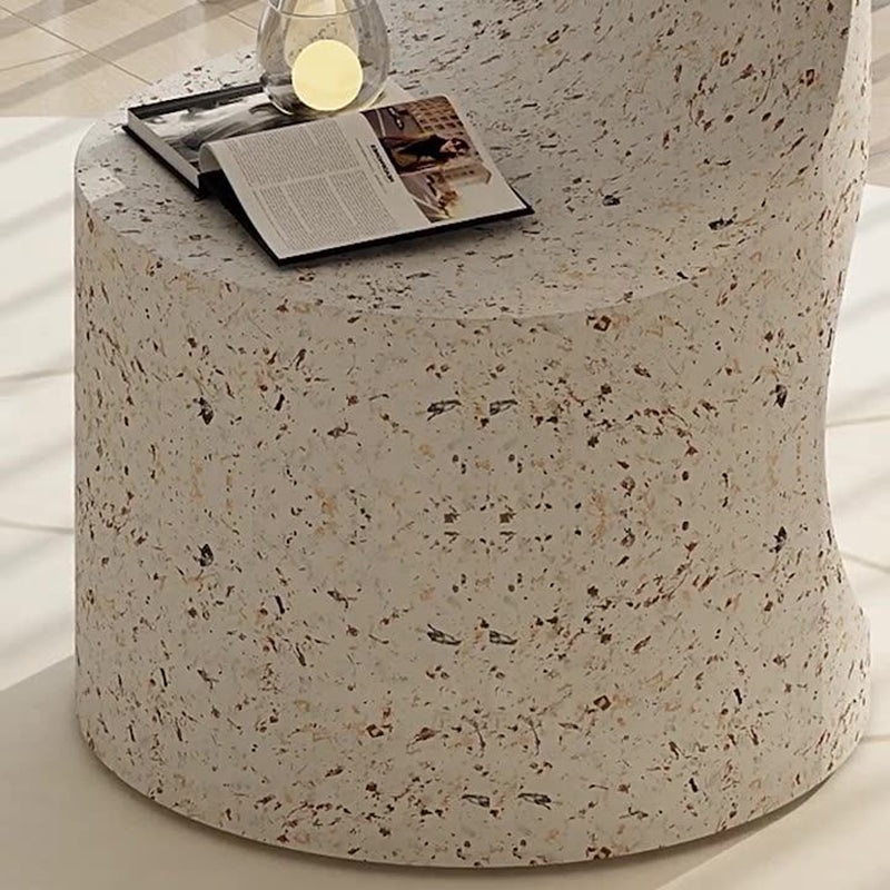 Modern Luxury Round Curved Iron Side Table 2-Tier Terrazzo Finish For Living Room