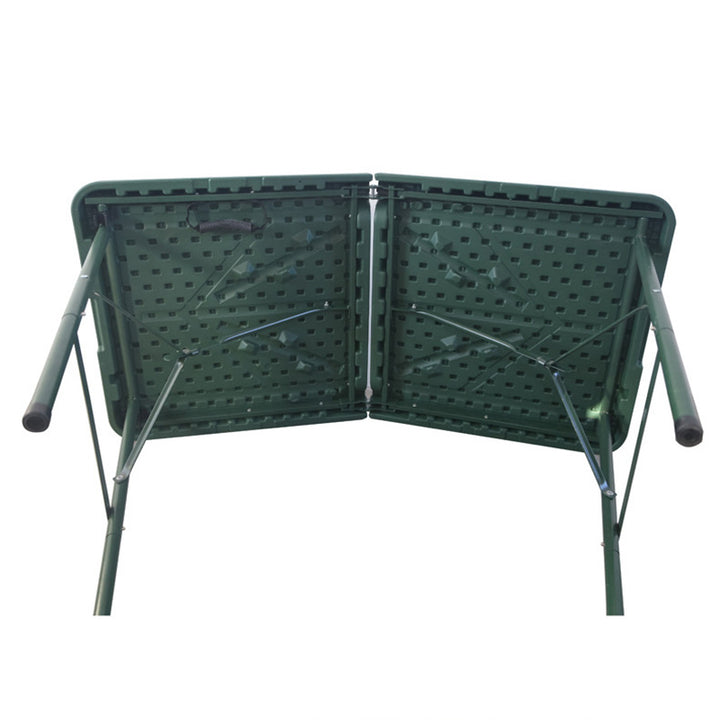 Modern Minimalist Rectangular Plastic Steel Dining Table 4-Leg Foldable For Garden